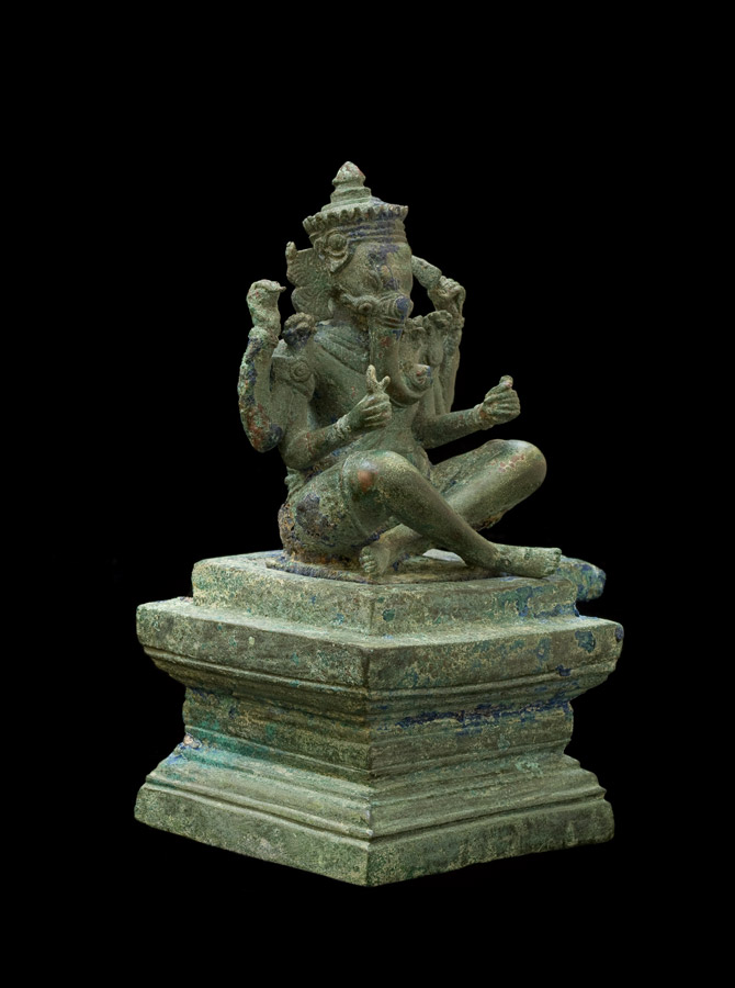 Copper Alloy Ganesha on a Yoni base